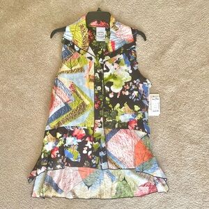 Colorful Sleeveless Patchwork Blouse